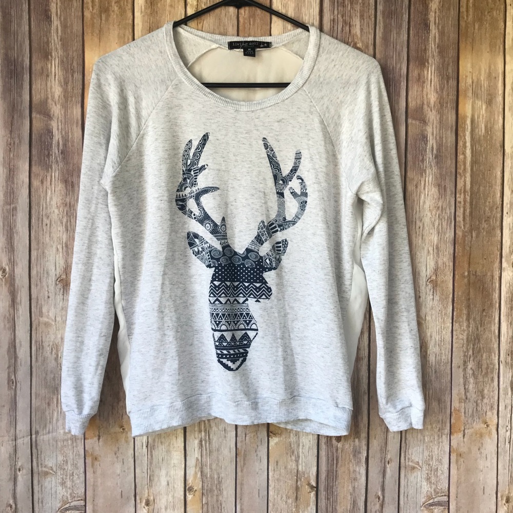 Living Doll Semi Sheer Deer Long Sleeve Tee Sz M